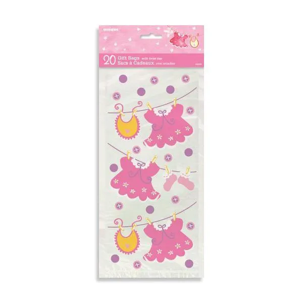 20 Pack Pink Clothesline Cello Bags
