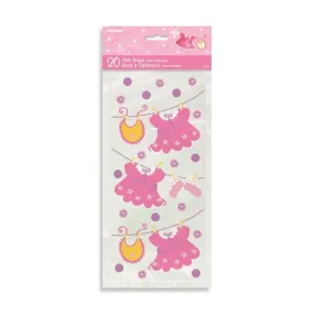 20 Pack Pink Clothesline Cello Bags