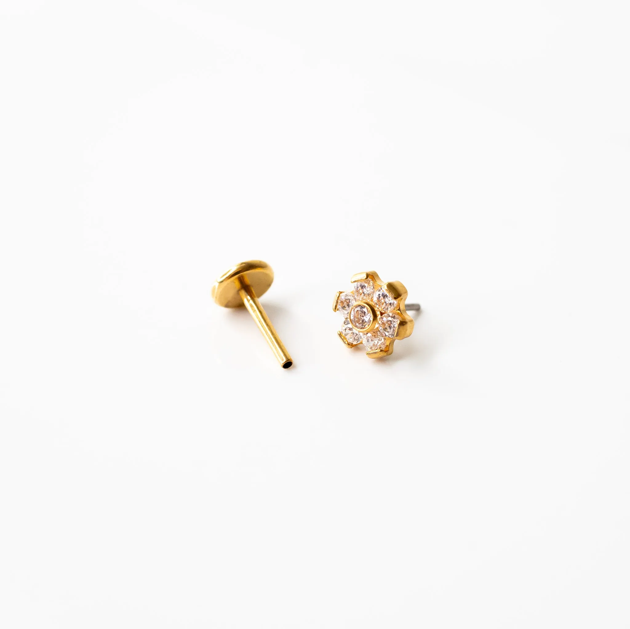 Aster Crystal Flower Flat Back Sleeper Earrings - Seven Stones