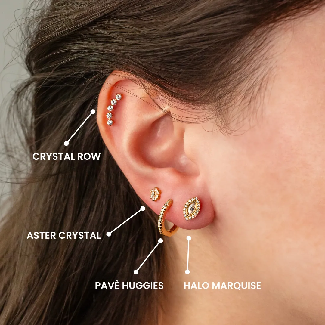 Aster Crystal Flower Flat Back Sleeper Earrings - Seven Stones