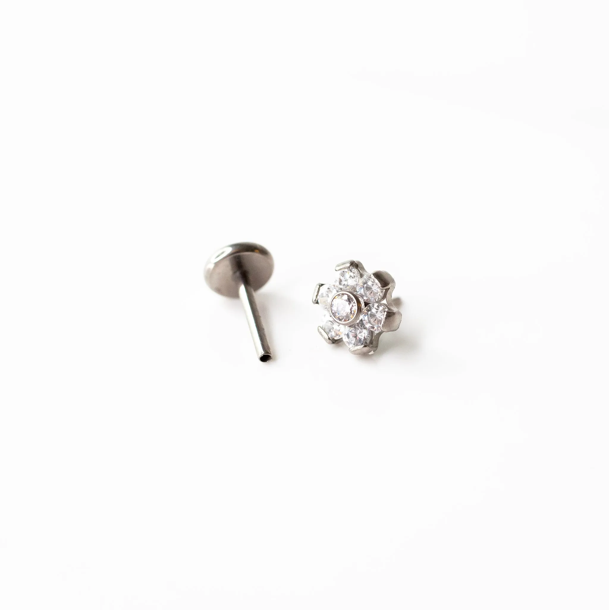 Aster Crystal Flower Flat Back Sleeper Earrings - Seven Stones