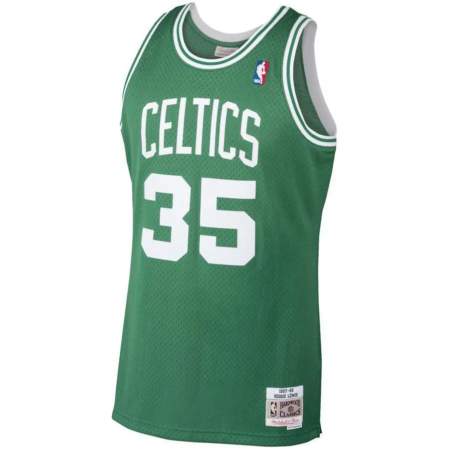 Boston Celtics Reggie Lewis Mitchell and Ness 1987-88 Hardwood Classics Swingman Player Jersey Mens - Green | Ireland T0927U6