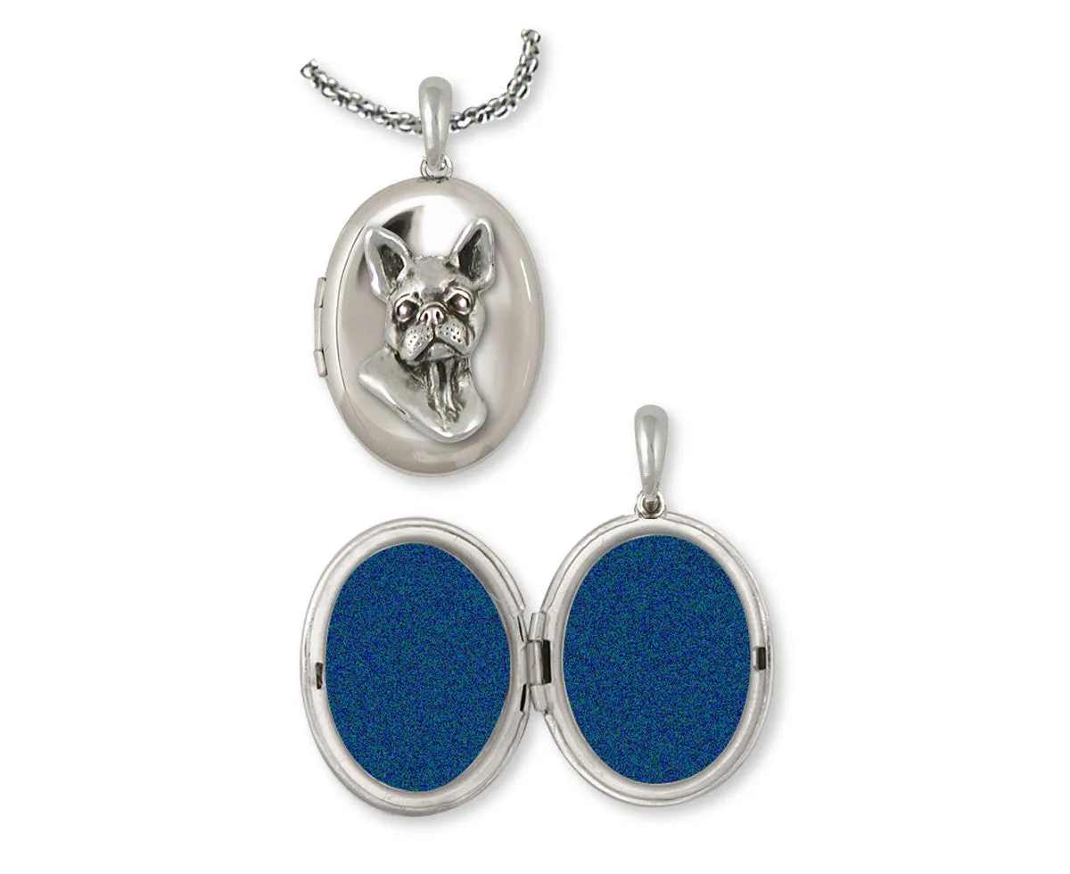 Boston Terrier Photo Locket Jewelry Sterling Silver Handmade Dog Photo Locket BT16-V