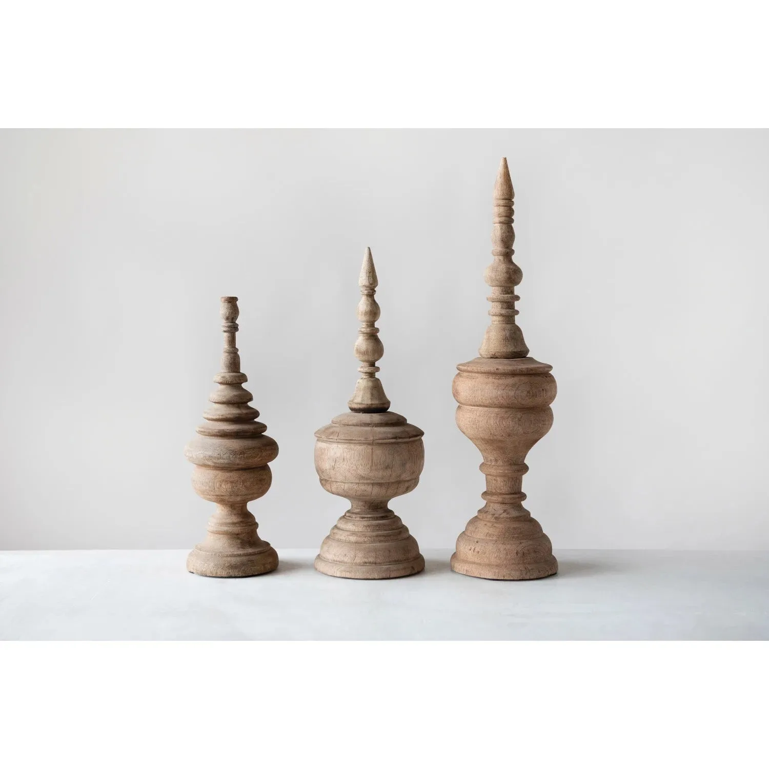 CARVED MANGO WOOD FINIALS (LARGE)