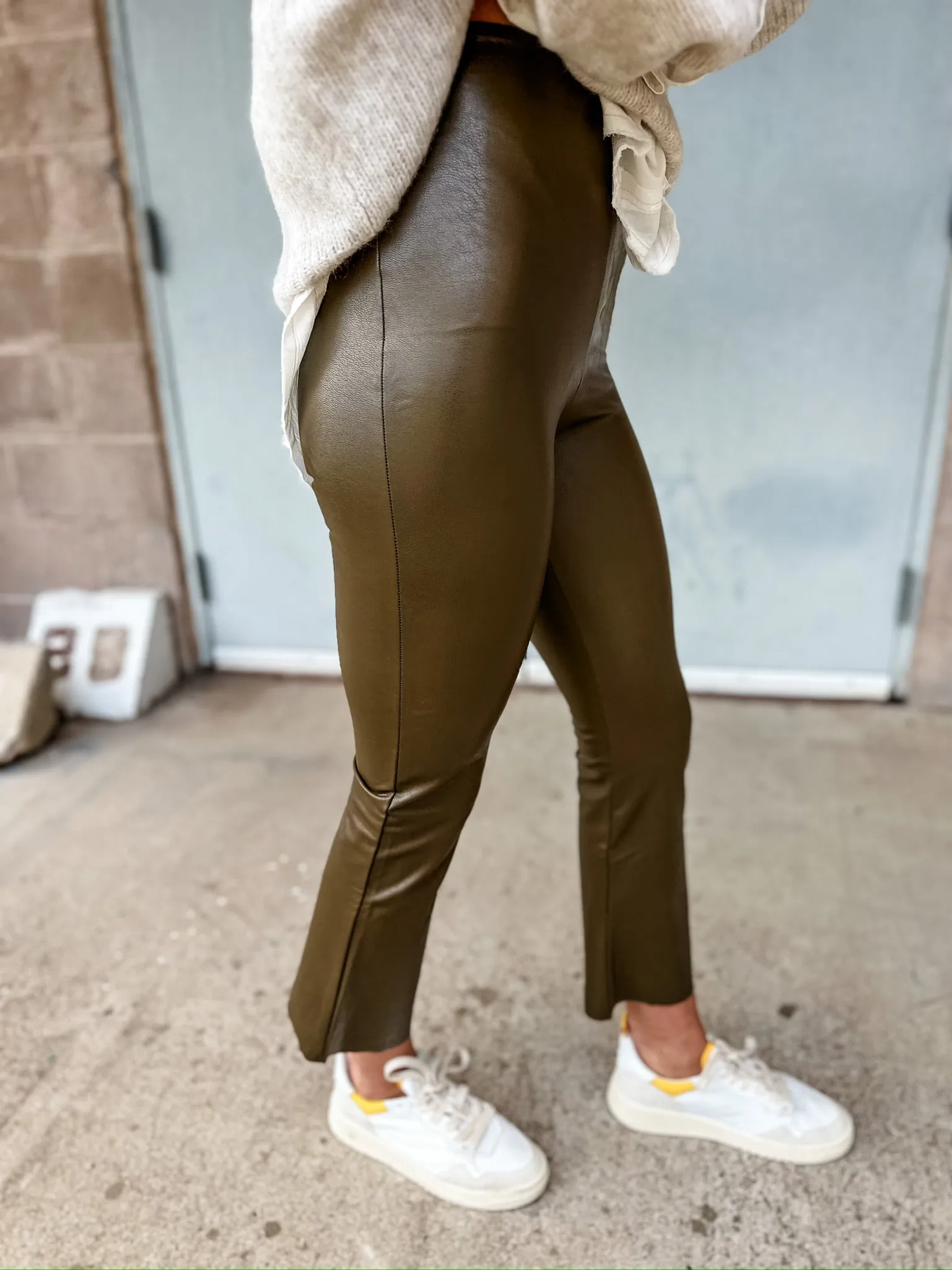 Cadet Faux Leather Cropped Flare Commando Pants for a Chic and Edgy Look