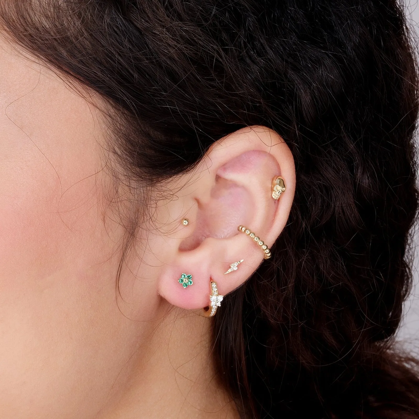 Emerald Flower Flat Back Stud