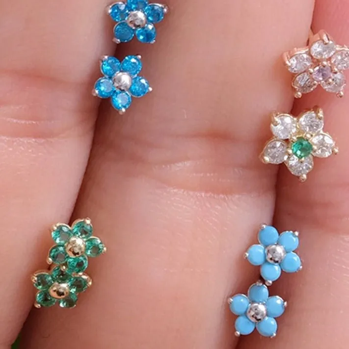 Emerald Flower Flat Back Stud
