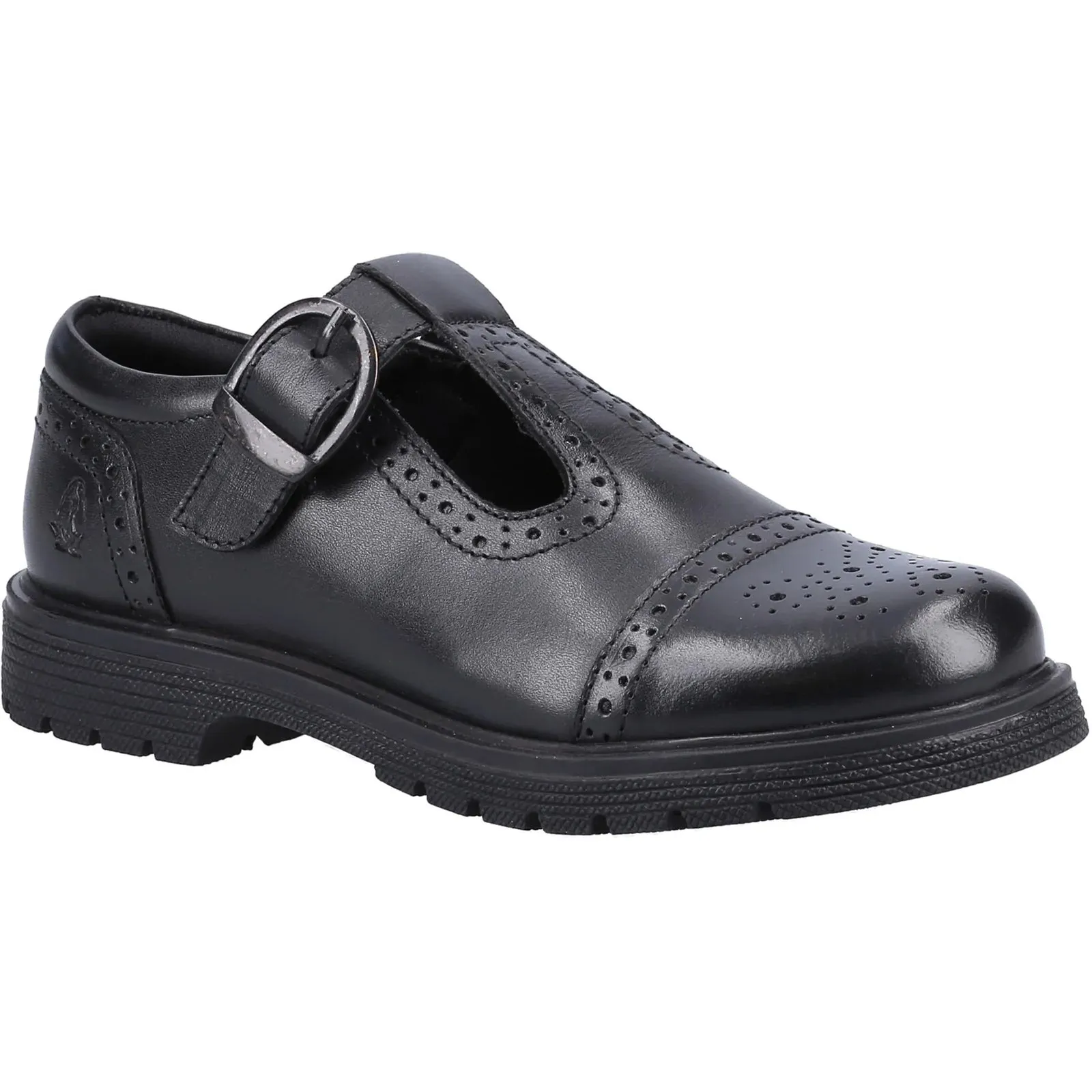 Girls Hush Puppies School Shoes Black T-Bar with buckle