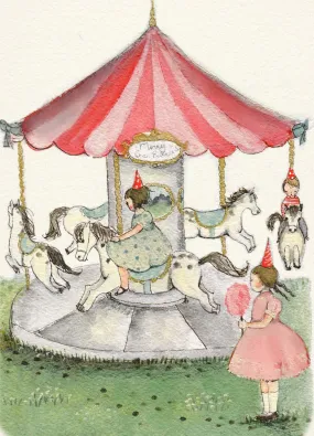 Greeting Card - Michelle Pleasance - Girl on Merry Go Round