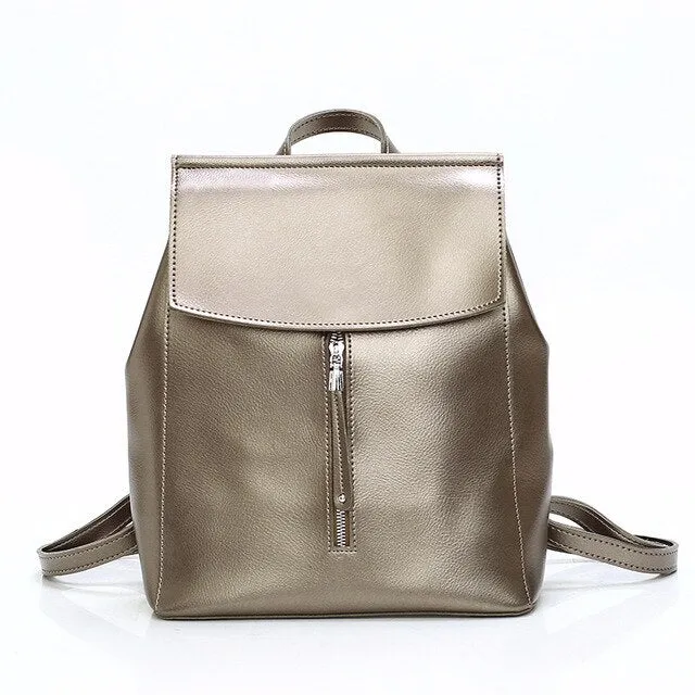Large Capacity Leather School Bag, Rucksack and Backpack
