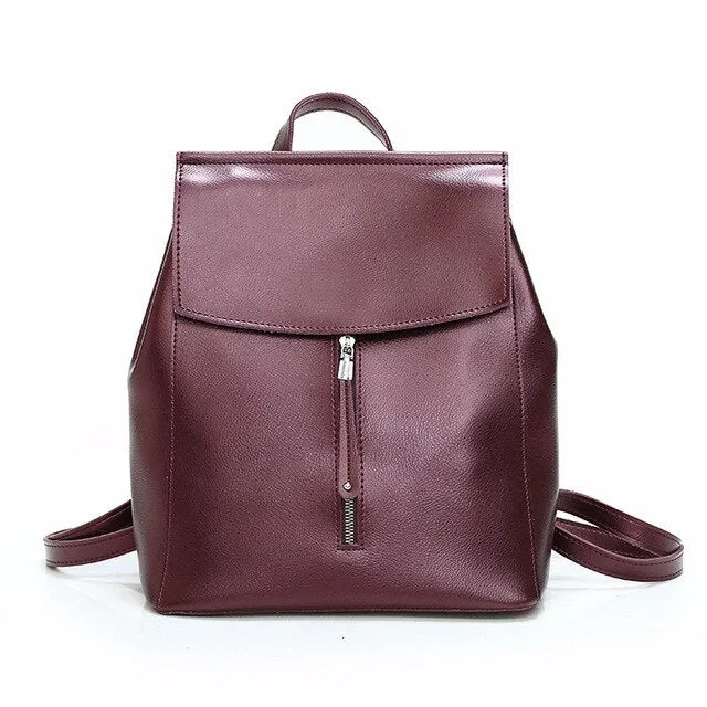 Large Capacity Leather School Bag, Rucksack and Backpack