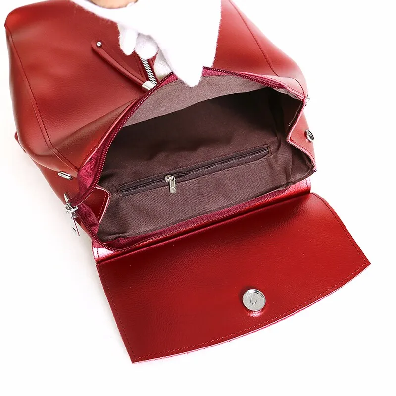 Large Capacity Leather School Bag, Rucksack and Backpack