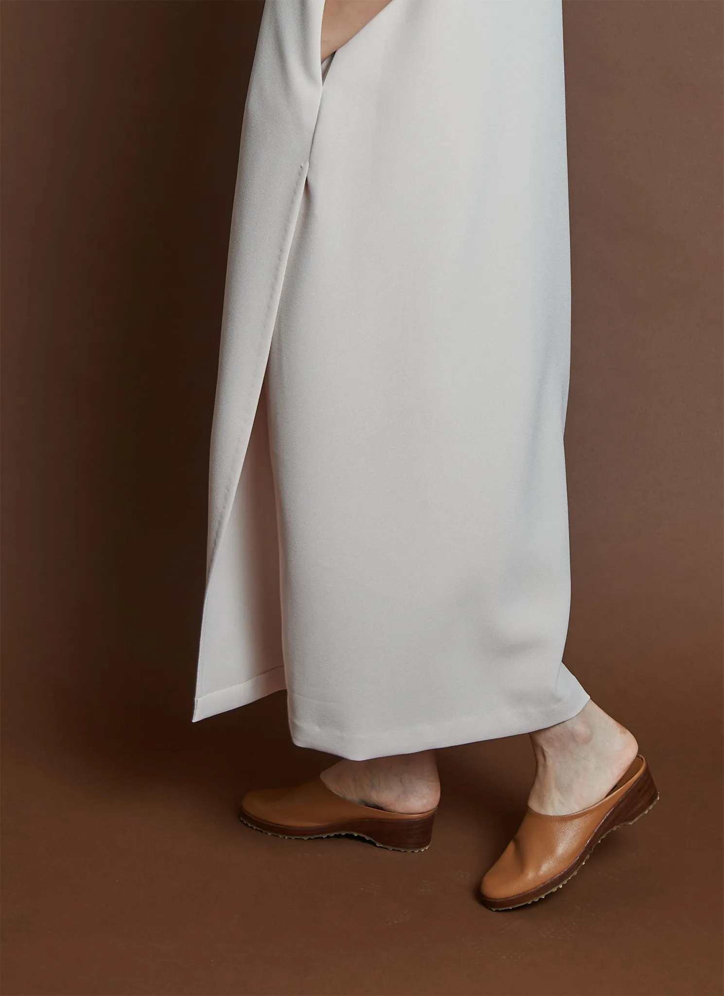Mango Pine Overlap Side Slit Maxi Dress - Light Cream