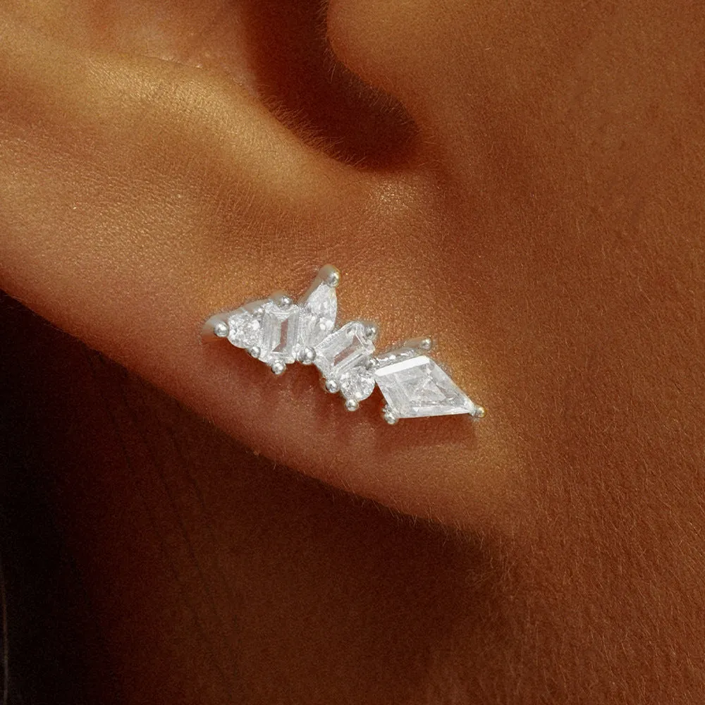 Multishape CZ Diamond Flat Back Earrings