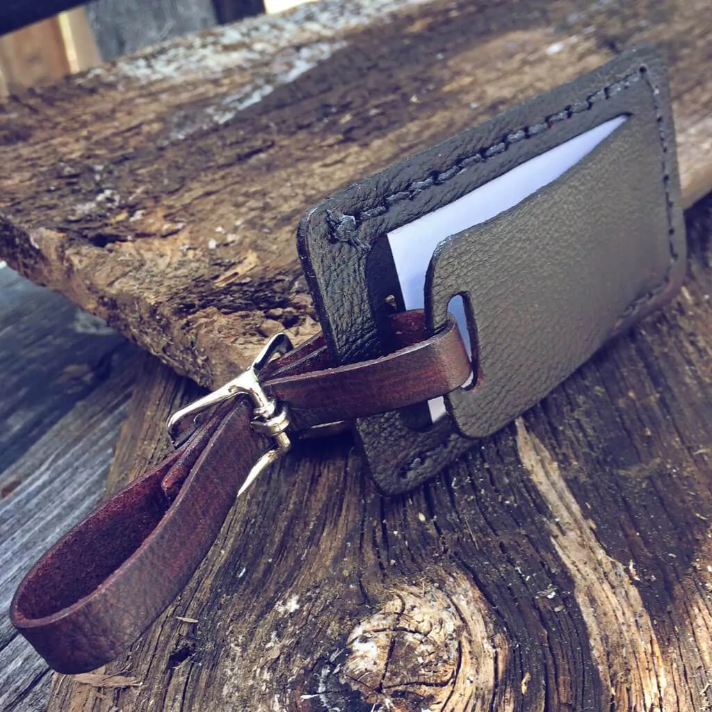 not all those who wander // leather luggage tag