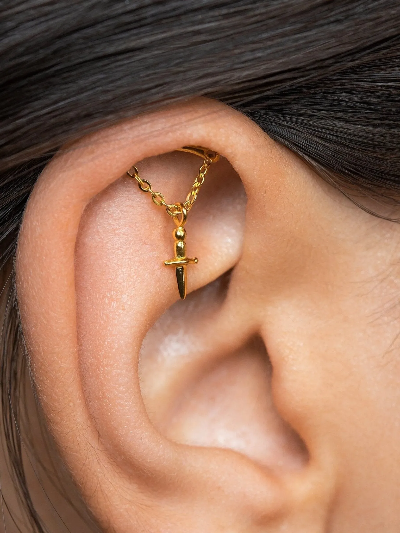 Olly Helix Sword Flat Back Earrings