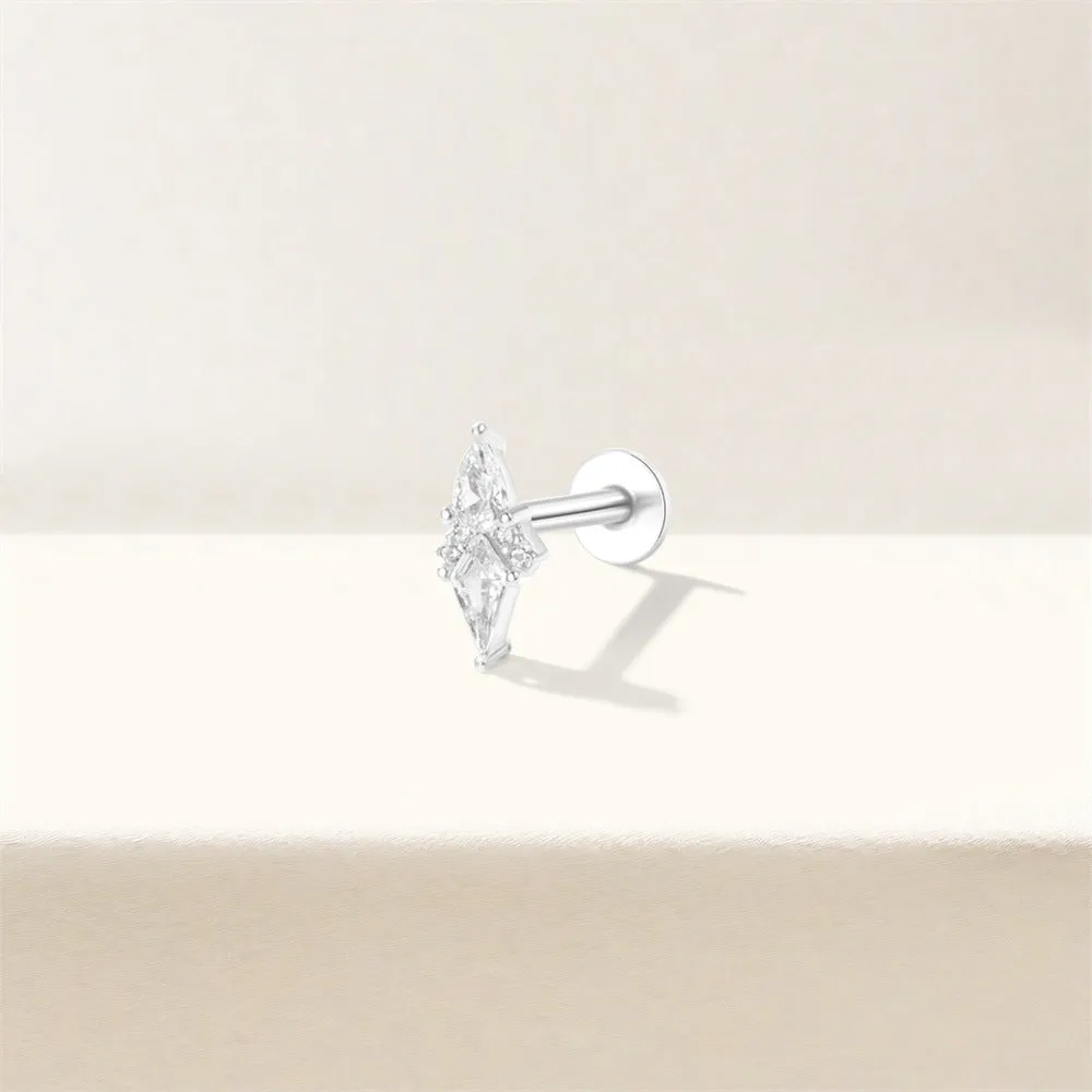 Pear Shape Zircon Perforated Flat Back Stud Earrings