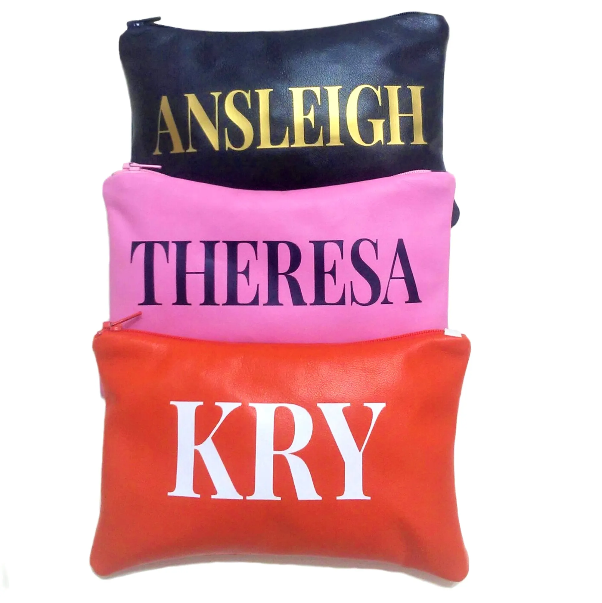 Personalised School Colors Name Leather Pouch