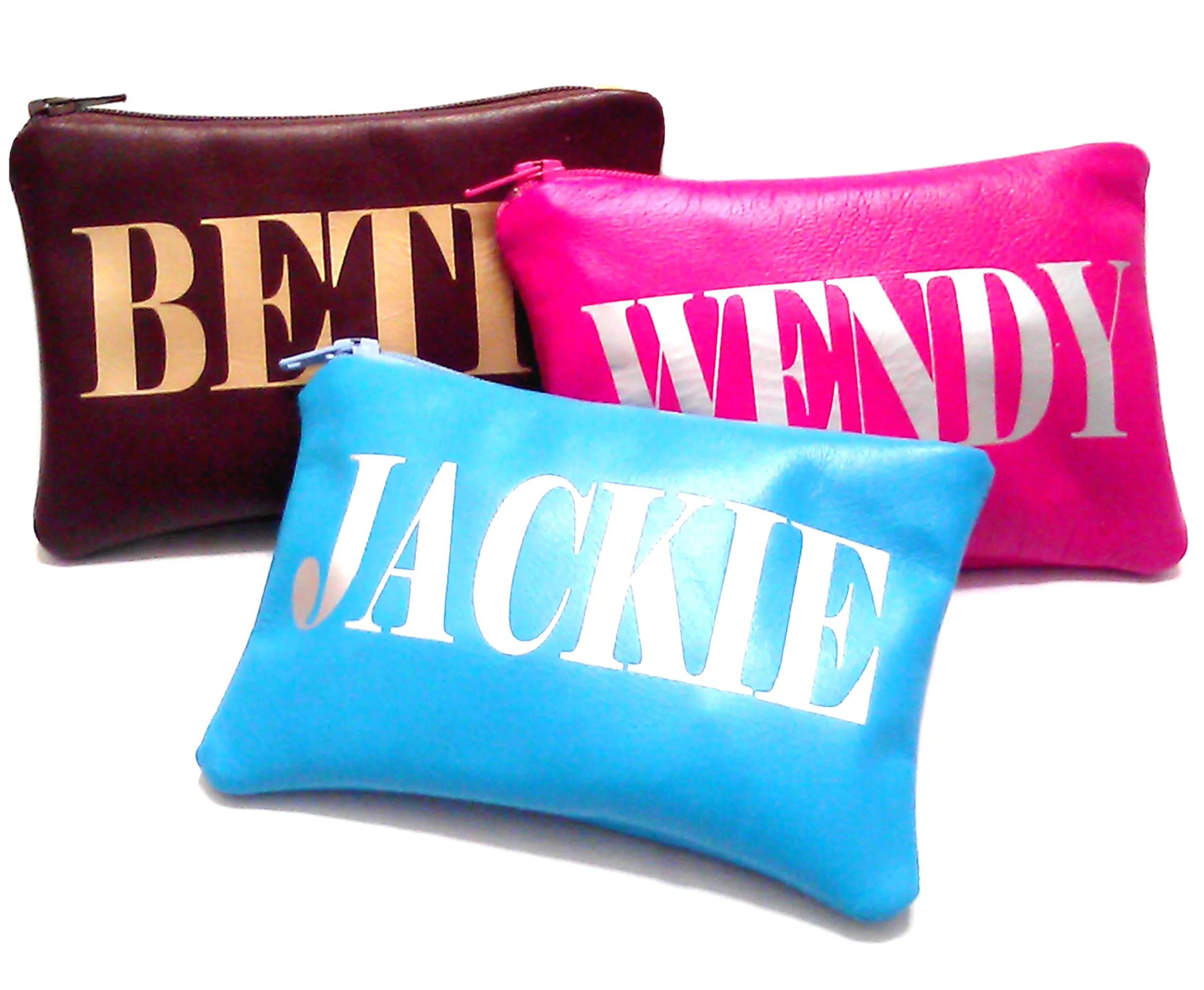 Personalised School Colors Name Leather Pouch