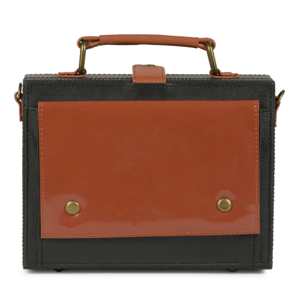 Pocket brown vegan leather Sling Bag for women