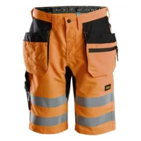 Snickers&#x20;6131&#x20;LiteWork,&#x20;High-Vis&#x20;Shorts&#x2B;&#x20;Holster&#x20;Pockets,&#x20;Class&#x20;1&#x20;-&#x20;High&#x20;Vis&#x20;Orange&#x2F;Black