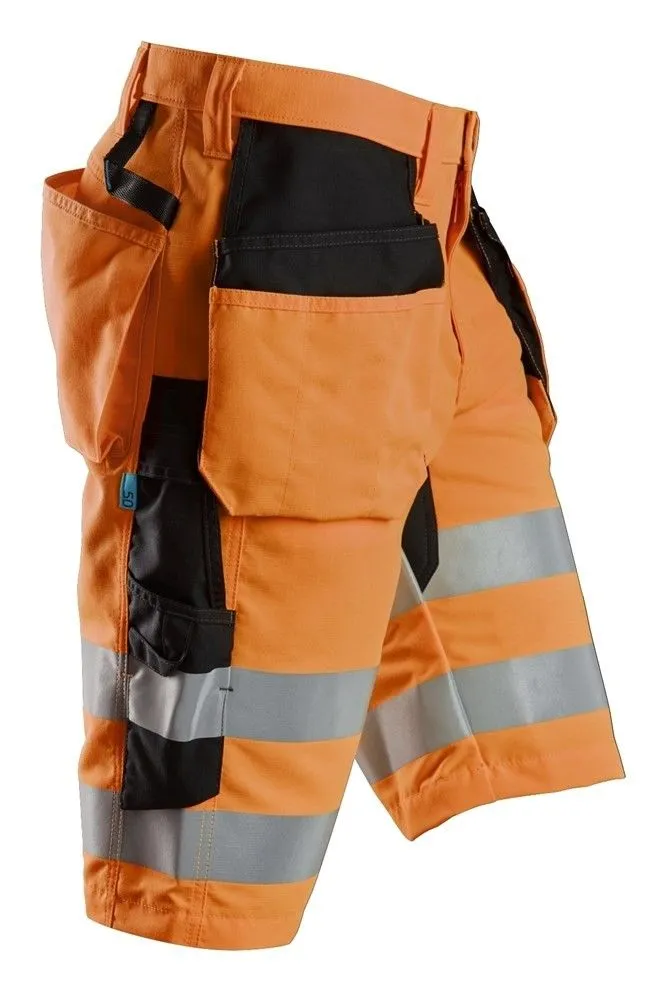 Snickers&#x20;6131&#x20;LiteWork,&#x20;High-Vis&#x20;Shorts&#x2B;&#x20;Holster&#x20;Pockets,&#x20;Class&#x20;1&#x20;-&#x20;High&#x20;Vis&#x20;Orange&#x2F;Black