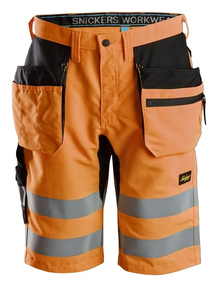 Snickers&#x20;6131&#x20;LiteWork,&#x20;High-Vis&#x20;Shorts&#x2B;&#x20;Holster&#x20;Pockets,&#x20;Class&#x20;1&#x20;-&#x20;High&#x20;Vis&#x20;Orange&#x2F;Black