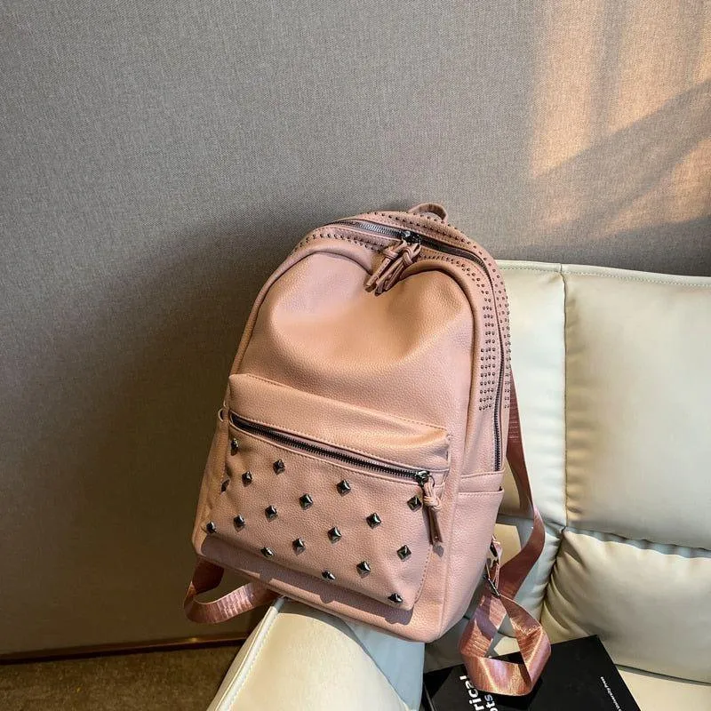 Soft Leather School Bags - Teenager Cool Backpack WV100