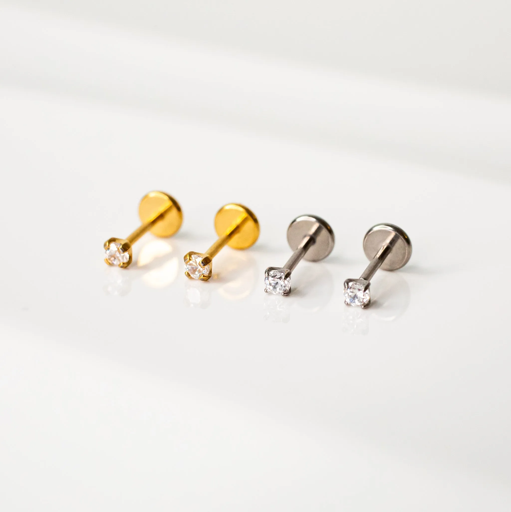 Solitaire Round Flat Back Sleeper Earrings