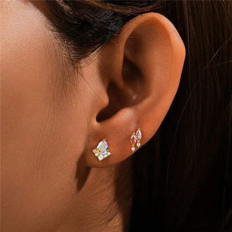 Sparkle Marquise Opal Flat Back Earrings