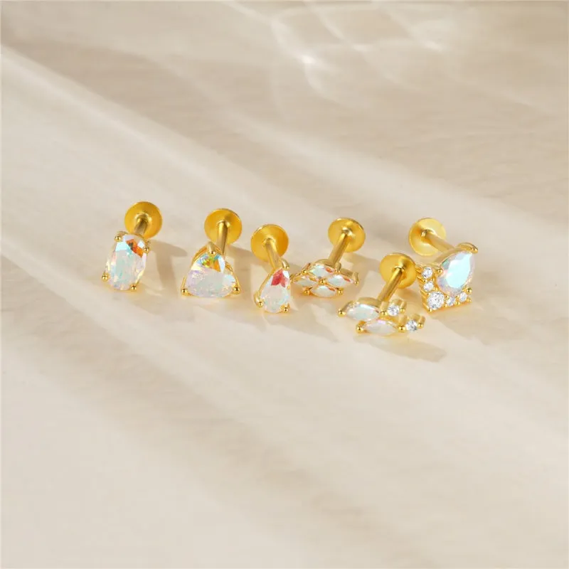 Sparkle Marquise Opal Flat Back Earrings