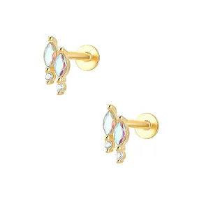 Sparkle Marquise Opal Flat Back Earrings