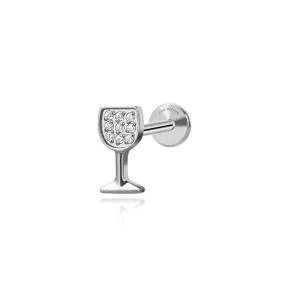Titanium White Wine Glass Piercing Stud